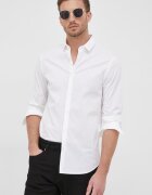 Armani Exchange Риза мъжка в бяло с кройка по тялото класическа яка 8NZC31 ZN28Z NOS