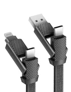 bazic Кабел за зареждане 4в1 (USB-A USB-C USB-C i Lightning) 1 m в черно CBL-GC4N1-BLK100