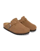 Birkenstock чехли сабо дамски от велур Boston Suede Leather кафяви 1032795