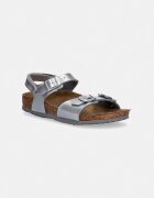 Birkenstock сандали за деца кожа Rio AS Kids Flowers сребърни 1031702