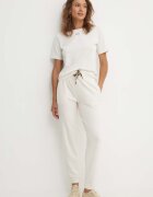 BOSS домашен панталон дамски CP Stripe Pants Cuff бежов с висока талия 50524759
