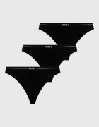 BOSS прашки дамски от памук с еластан 3P THONG 3 броя черни 50510030