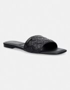 Calvin Klein чехли дамски SQUARE FLAT SNDL WOVEN LTH черни HW0HW03268