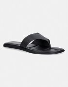 Calvin Klein джапанки дамски от кожа FLAT SANDAL THONG LTH черни HW0HW02866