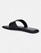 Calvin Klein джапанки дамски от кожа FLAT SANDAL THONG LTH черни HW0HW02866