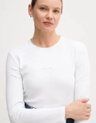 Calvin Klein Jeans блуза с дълги ръкави дамска от памук с еластан бяла LV047A803G