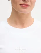 Calvin Klein Jeans блуза с дълги ръкави дамска от памук с еластан бяла LV047A803G