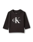 Calvin Klein Jeans блуза с дълги ръкави за бебе от памук с еластан черна LVCKFJA49N