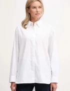 Calvin Klein Jeans Памучна риза дамска в бяло със свободна кройка с класическа яка LV044D167G