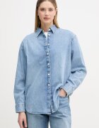 Calvin Klein Jeans риза дамска от деним синя с изчистена шарка LV047F784G