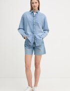 Calvin Klein Jeans риза дамска от деним синя с изчистена шарка LV047F784G