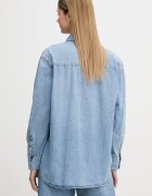 Calvin Klein Jeans риза дамска от деним синя с изчистена шарка LV047F784G