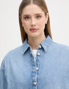 Calvin Klein Jeans риза дамска от деним синя с изчистена шарка LV047F784G