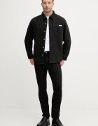 Calvin Klein Jeans риза мъжка от деним черна с изчистена шарка LV04RF709G