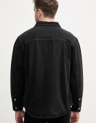 Calvin Klein Jeans риза мъжка от деним черна с изчистена шарка LV04RF709G