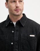 Calvin Klein Jeans риза мъжка от деним черна с изчистена шарка LV04RF709G
