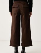 Calvin Klein Jeans широк панталон дамски от памук с еластан кафяв с висока талия LV047H624G