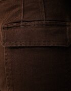 Calvin Klein Jeans широк панталон дамски от памук с еластан кафяв с висока талия LV047H624G