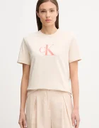 Calvin Klein Jeans тениска дамска от памук бежова LV047B865G