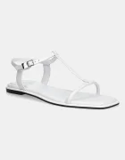 Calvin Klein Кожени сандали FLAT SANDAL SQUARED BUCKLE LTH