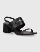 Calvin Klein Кожени сандали HEEL SANDAL 45 MET BAR LTH