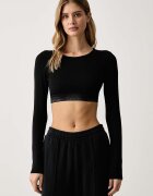 Calvin Klein Underwear домашна блуза с дълги ръкави дамска с модал черна LV00QF9078