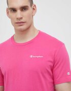 Champion Памучна тениска в розово с изчистен дизайн