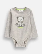 Coccodrillo боди за бебе от памук с еластан сиво FRIENDS FOREVER BOY NEWBORN