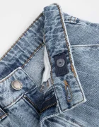 Coccodrillo къс панталон за деца от памук син с висока талия COLLECTION JEANS GIRL
