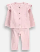 Coccodrillo комплект за бебе от кадифе розов FAIR FROST GIRL NEWBORN