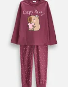 Coccodrillo пижама от две части за деца от памук виолетова PYJAMAS