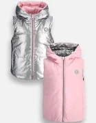 Coccodrillo пухен елек с две лица за деца розов OUTERWEAR GIRL KIDS