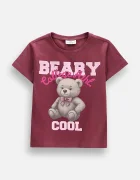 Coccodrillo тениска за деца от памук с еластан бордо EVERYDAY GIRL A
