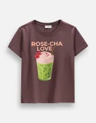 Coccodrillo тениска за деца от памук с еластан кафява EVERYDAY GIRL A