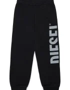 Diesel панталон джогър за деца с памук PRES TROUSERS черен със стандартна талия J03031