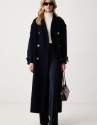 Elisabetta Franchi палто дамско от вълна тъмносиньо CP02D66E2