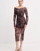 Elisabetta Franchi рокля кафява с животински принт AB91361E2