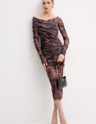 Elisabetta Franchi рокля кафява с животински принт AB91361E2
