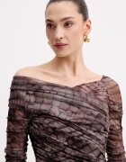 Elisabetta Franchi рокля кафява с животински принт AB91361E2