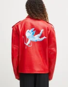 Fiorucci Кожено яке Cupid Print Red Leather Aviator
