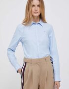 Gant Риза дамска в синьо със стандартна кройка с класическа яка