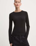 Guess Jeans блуза с дълги ръкави дамска от памук с еластан черна W4YI22 J1314