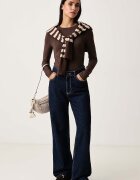 Guess Jeans блуза с дълги ръкави дамска от памук с еластан кафява W4YI22 J1314
