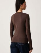 Guess Jeans блуза с дълги ръкави дамска от памук с еластан кафява W4YI22 J1314