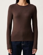 Guess Jeans блуза с дълги ръкави дамска от памук с еластан кафява W4YI22 J1314