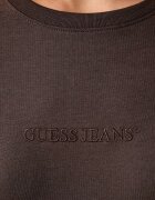 Guess Jeans блуза с дълги ръкави дамска от памук с еластан кафява W4YI22 J1314