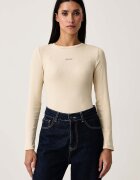 Guess Jeans блуза с дълги ръкави дамска с памук бежова W6BP05 K5470