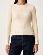 Guess Jeans блуза с дълги ръкави дамска с памук бежова W6BP05 K5470