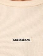 Guess Jeans блуза с дълги ръкави дамска с памук бежова W6BP05 K5470