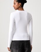 Guess Jeans блуза с дълги ръкави дамска с памук бяла W6BP05 K5470